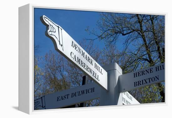 Signpost Showing the Way to Denmark Hill Camberwell London-Natalie Tepper-Framed Stretched Canvas