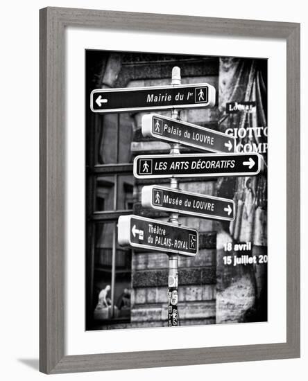 Signpost, the Louvre, Paris, France-Philippe Hugonnard-Framed Photographic Print
