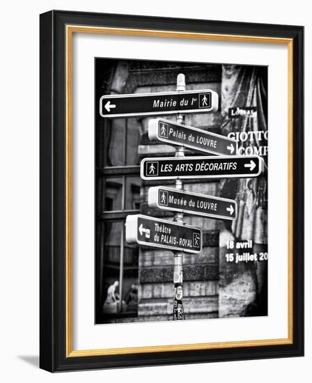 Signpost, the Louvre, Paris, France-Philippe Hugonnard-Framed Photographic Print