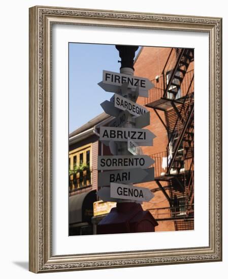 Signpost to Italian Cities, North End, 'Little Italy', Boston, Massachusetts, USA-Amanda Hall-Framed Photographic Print