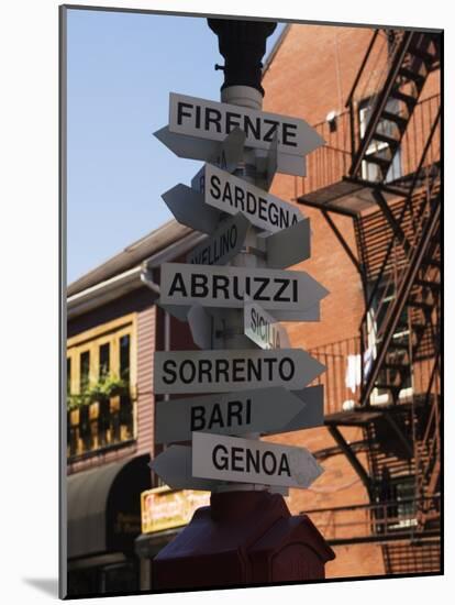 Signpost to Italian Cities, North End, 'Little Italy', Boston, Massachusetts, USA-Amanda Hall-Mounted Photographic Print