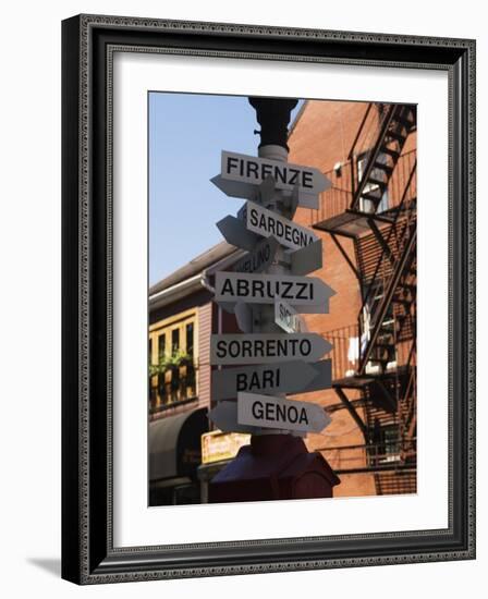 Signpost to Italian Cities, North End, 'Little Italy', Boston, Massachusetts, USA-Amanda Hall-Framed Photographic Print