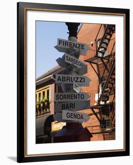 Signpost to Italian Cities, North End, 'Little Italy', Boston, Massachusetts, USA-Amanda Hall-Framed Photographic Print