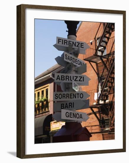 Signpost to Italian Cities, North End, 'Little Italy', Boston, Massachusetts, USA-Amanda Hall-Framed Photographic Print