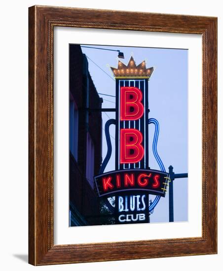 Signs for BB King's Club, Beale Street Entertainment Area, Memphis, Tennessee, USA-Walter Bibikow-Framed Photographic Print