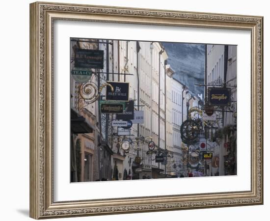 Signs in Getreidegasse, the Main Shopping Street, Salzburg, Austria, Europe-Robert Harding-Framed Photographic Print