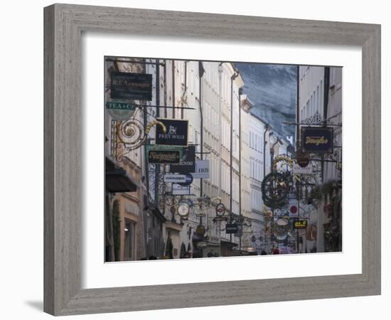 Signs in Getreidegasse, the Main Shopping Street, Salzburg, Austria, Europe-Robert Harding-Framed Photographic Print