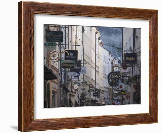 Signs in Getreidegasse, the Main Shopping Street, Salzburg, Austria, Europe-Robert Harding-Framed Photographic Print