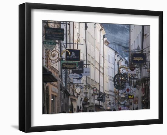 Signs in Getreidegasse, the Main Shopping Street, Salzburg, Austria, Europe-Robert Harding-Framed Photographic Print