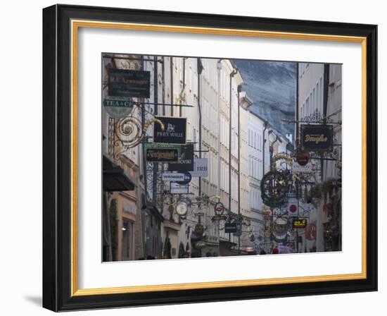 Signs in Getreidegasse, the Main Shopping Street, Salzburg, Austria, Europe-Robert Harding-Framed Photographic Print