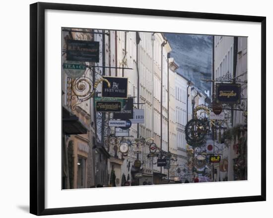 Signs in Getreidegasse, the Main Shopping Street, Salzburg, Austria, Europe-Robert Harding-Framed Photographic Print