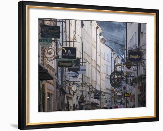 Signs in Getreidegasse, the Main Shopping Street, Salzburg, Austria, Europe-Robert Harding-Framed Photographic Print