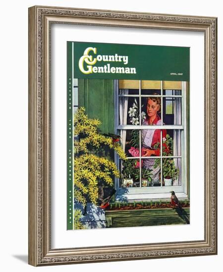 "Signs of Spring," Country Gentleman Cover, April 1, 1947-Rudy Pott-Framed Giclee Print