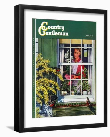 "Signs of Spring," Country Gentleman Cover, April 1, 1947-Rudy Pott-Framed Giclee Print