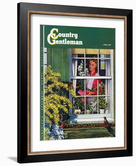 "Signs of Spring," Country Gentleman Cover, April 1, 1947-Rudy Pott-Framed Giclee Print