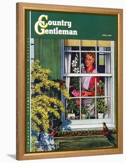 "Signs of Spring," Country Gentleman Cover, April 1, 1947-Rudy Pott-Framed Premier Image Canvas