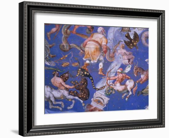 Signs of the Zodiac Including Battling Centaurs, Detail from the Vault of the "Sala Del Mappamondo"-Giovanni De' Vecchi-Framed Giclee Print