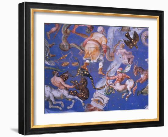 Signs of the Zodiac Including Battling Centaurs, Detail from the Vault of the "Sala Del Mappamondo"-Giovanni De' Vecchi-Framed Giclee Print