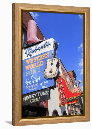 Signs on Broadway Street, Nashville, Tennessee, United States of America, North America-Richard Cummins-Framed Premier Image Canvas