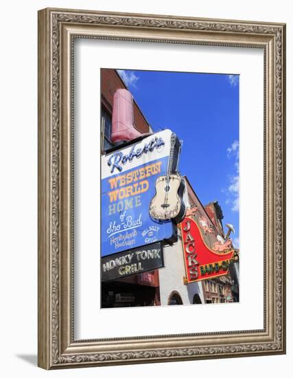 Signs on Broadway Street, Nashville, Tennessee, United States of America, North America-Richard Cummins-Framed Photographic Print