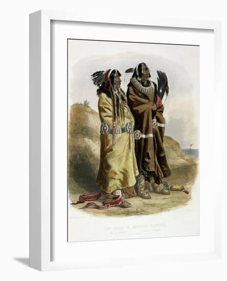 Sih-Chida and Mahchsi-Karehde, Mandan Indians-Karl Bodmer-Framed Giclee Print