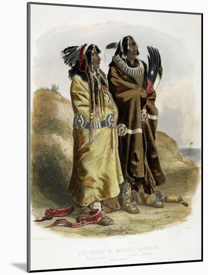 Sih-Chida and Mahchsi-Karehde, Mandan Indians-Karl Bodmer-Mounted Giclee Print