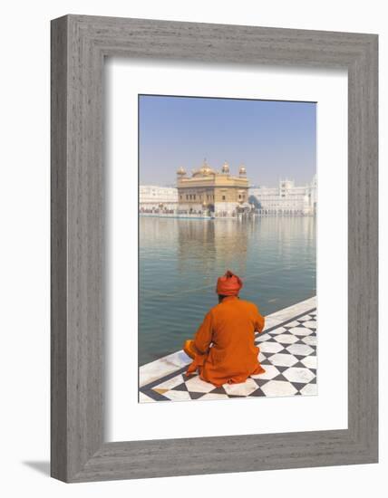 Sikh at The Harmandir Sahib (The Golden Temple), Amritsar, Punjab, India, Asia-Jane Sweeney-Framed Photographic Print