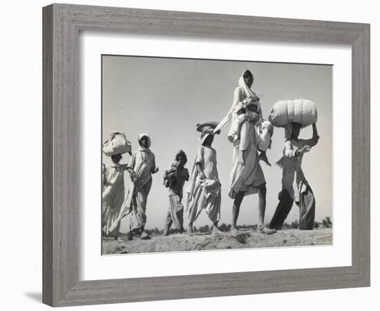 Sikh Carrying His Wife on Shoulders After the Creation of Sikh and Hindu Section of Punjab India-Margaret Bourke-White-Framed Photographic Print