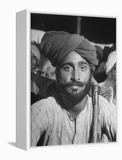 Sikh Listening to Speaker at Rally for a Protest March Regarding Irrigation in the District-Margaret Bourke-White-Framed Premier Image Canvas