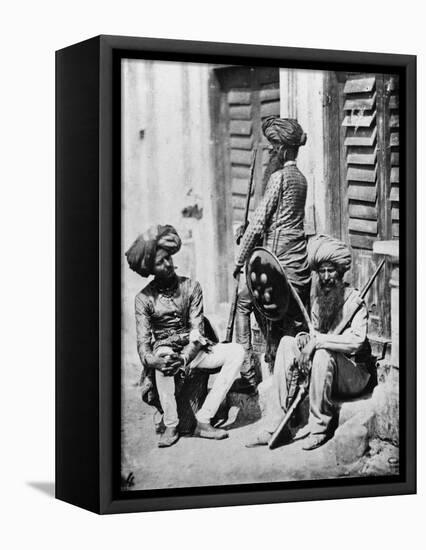 Sikh Officers During the Indian Rebellion, 1858-Felice Beato-Framed Premier Image Canvas