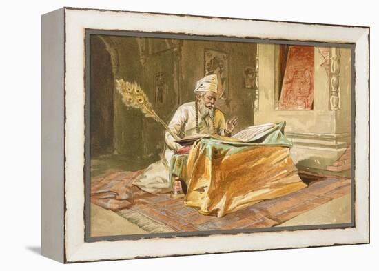 Sikh Priest Reading the Grunth, Umritsar, from 'India Ancient and Modern', 1867 (Colour Litho)-William 'Crimea' Simpson-Framed Premier Image Canvas