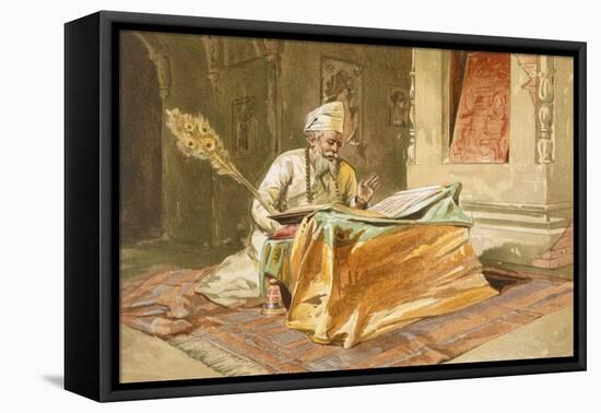 Sikh Priest Reading the Grunth, Umritsar, from 'India Ancient and Modern', 1867 (Colour Litho)-William 'Crimea' Simpson-Framed Premier Image Canvas