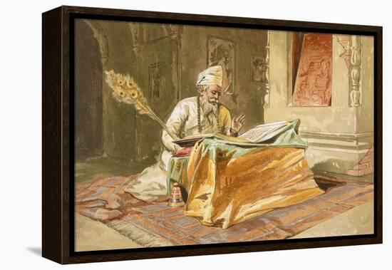 Sikh Priest Reading the Grunth, Umritsar, from 'India Ancient and Modern', 1867 (Colour Litho)-William 'Crimea' Simpson-Framed Premier Image Canvas