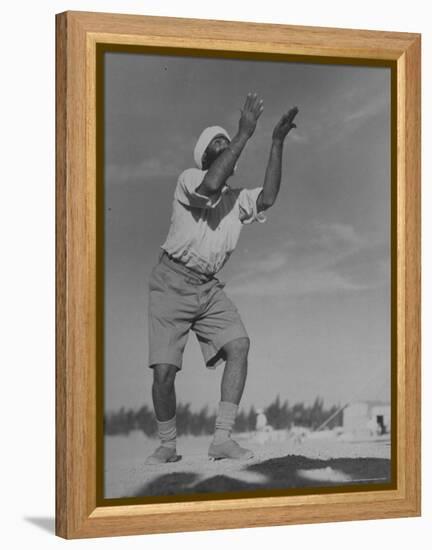 Sikh Soldiers Playing Volleyball at Indian Army Camp in the Desert Near the Great Pyramids-Margaret Bourke-White-Framed Premier Image Canvas