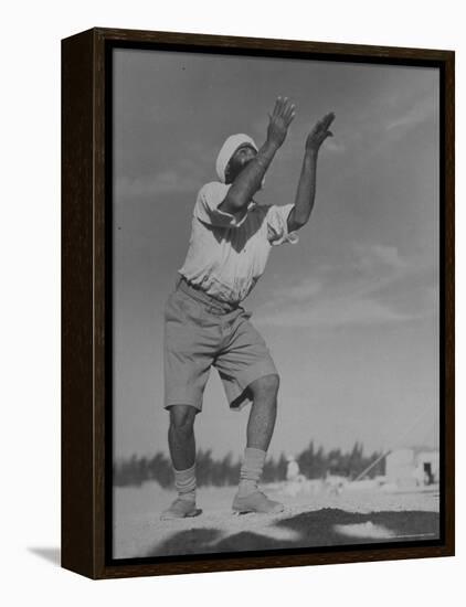 Sikh Soldiers Playing Volleyball at Indian Army Camp in the Desert Near the Great Pyramids-Margaret Bourke-White-Framed Premier Image Canvas