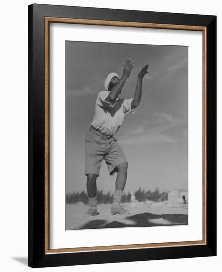 Sikh Soldiers Playing Volleyball at Indian Army Camp in the Desert Near the Great Pyramids-Margaret Bourke-White-Framed Photographic Print