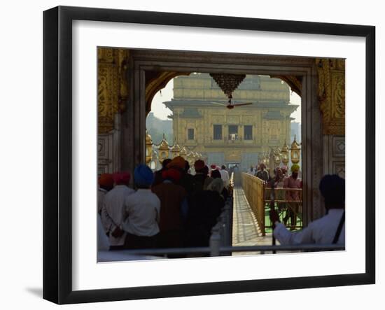 Sikhs at the Entrance to the Golden Temple, Crossing Guru's Bridge, Amritsar, Punjab, India-Jeremy Bright-Framed Photographic Print