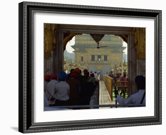 Sikhs at the Entrance to the Golden Temple, Crossing Guru's Bridge, Amritsar, Punjab, India-Jeremy Bright-Framed Photographic Print