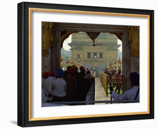 Sikhs at the Entrance to the Golden Temple, Crossing Guru's Bridge, Amritsar, Punjab, India-Jeremy Bright-Framed Photographic Print