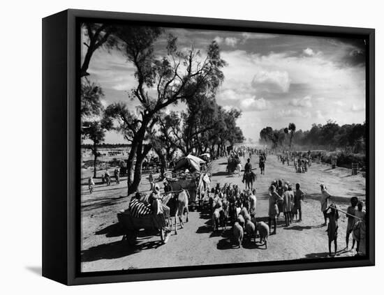 Sikhs Migrating to the Hindu Section of Punjab After the Division of India-Margaret Bourke-White-Framed Premier Image Canvas