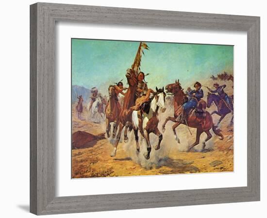 Silenced War Whoop-Charles Shreyvogel-Framed Art Print