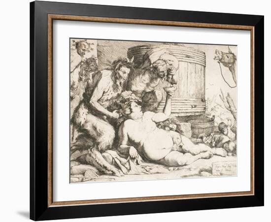 Silenus at the Wine Vat, 1628-Jusepe de Ribera-Framed Giclee Print