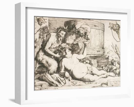 Silenus at the Wine Vat, 1628-Jusepe de Ribera-Framed Giclee Print