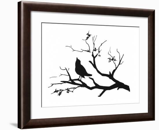 Silhouette: Bird on Branch-null-Framed Giclee Print