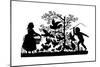 Silhouette - Children and Birds-null-Mounted Giclee Print