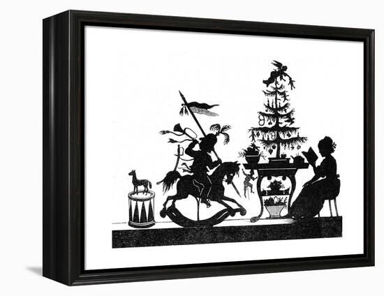 Silhouette - Children and Birds-null-Framed Premier Image Canvas