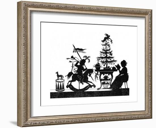 Silhouette - Children and Birds-null-Framed Giclee Print