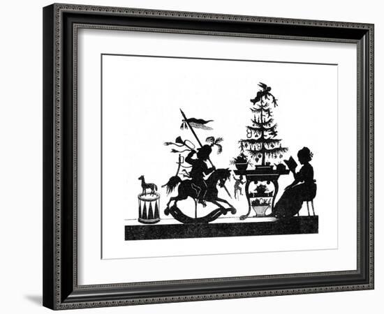 Silhouette - Children and Birds-null-Framed Giclee Print