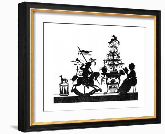 Silhouette - Children and Birds-null-Framed Giclee Print