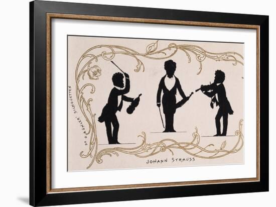 Silhouette in Black, Caricature of Johann Strauss-null-Framed Giclee Print